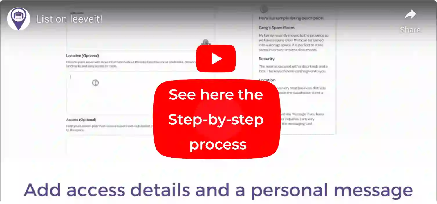 Learn how to list your space on leeveit step by step